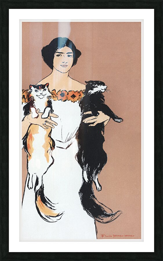 Woman holding cats 1898 by Edward Penfield Picture Frame print