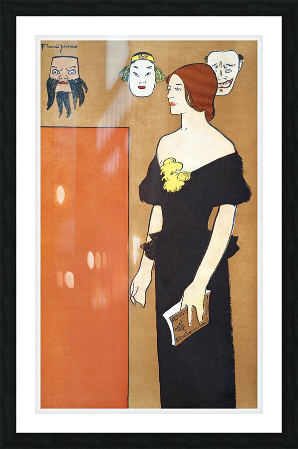 Woman in black dress ca. 1890-1907 by Edward Penfield Picture Frame print