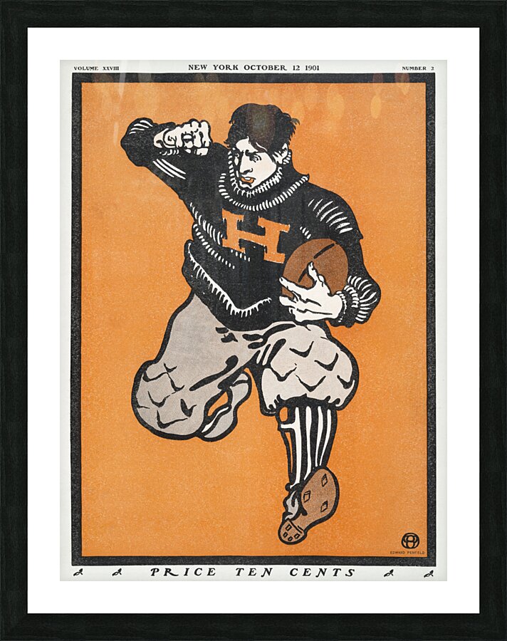 American football player 1901 by Edward Penfield Picture Frame print