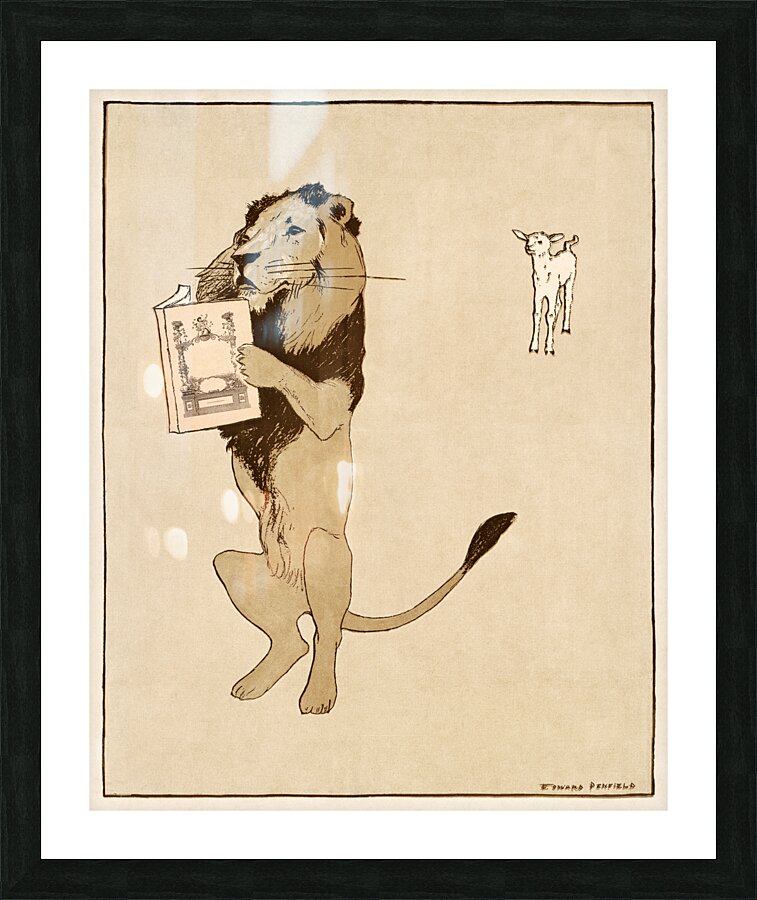 Lion and a book 1894 by Edward Penfield Picture Frame print