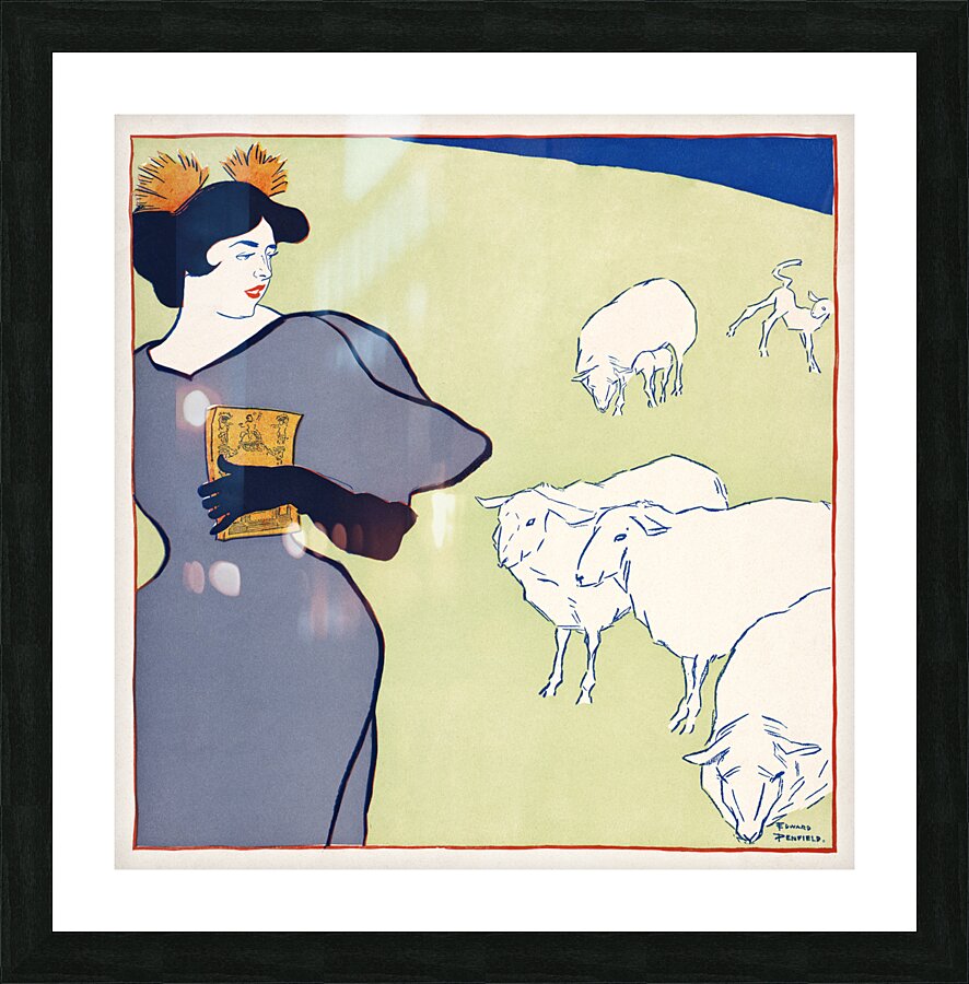Woman and sheep 1895 by Edward Penfield Picture Frame print