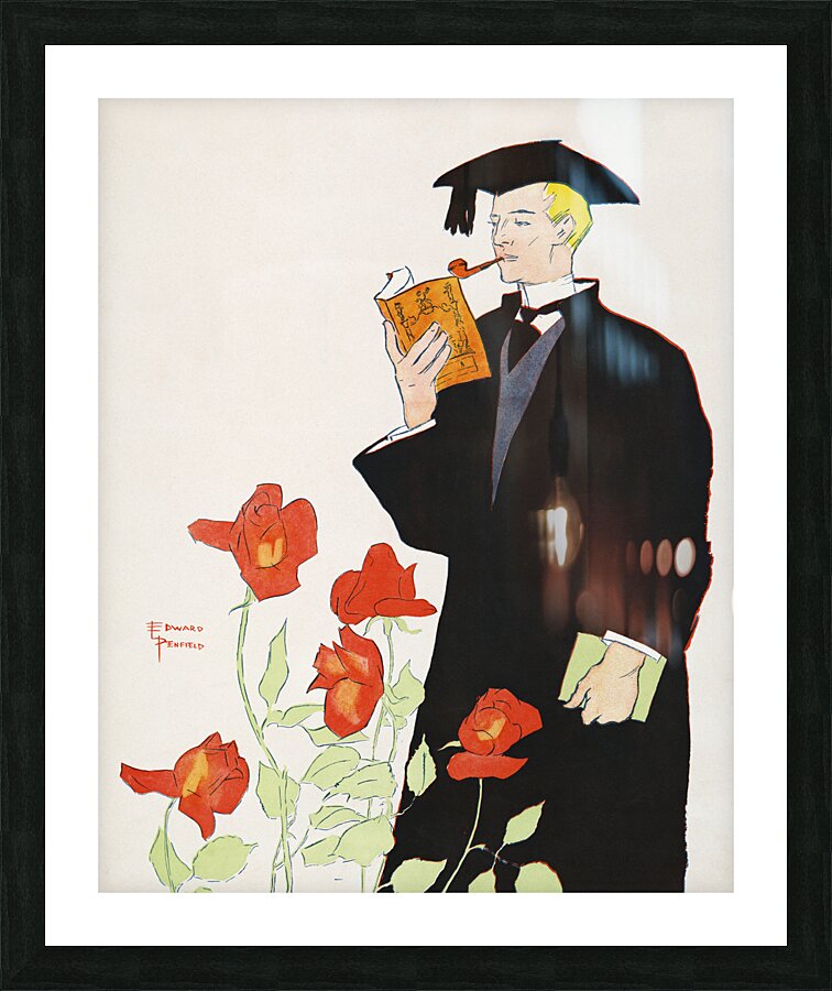 Man in academic dress 1895 by Edward Penfield Picture Frame print