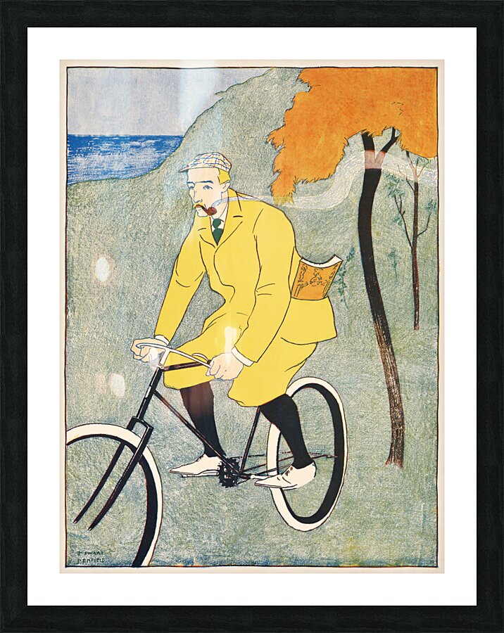 Man riding bicycle 1894 by Edward Penfield. Picture Frame print
