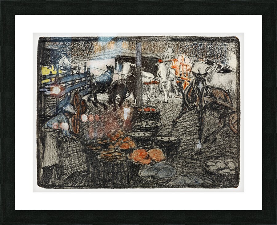 A busy scene of a market by Edward Penfield 1866-1925 Picture Frame print