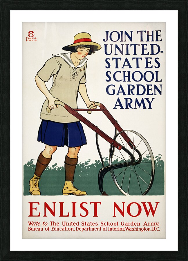 Join the United States school garden armyEnlist now 1918  by Edward Penfield Picture Frame print