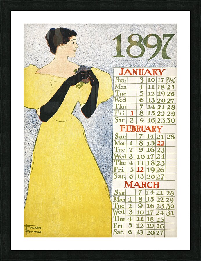 Calendar 1897 1896 by Edward Penfield Picture Frame print