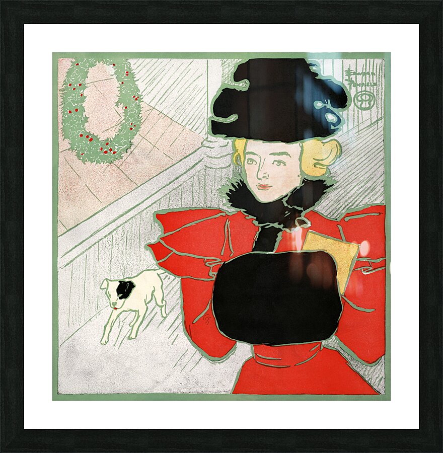 Vintage Christmas card 1896 by Edward Penfield Picture Frame print