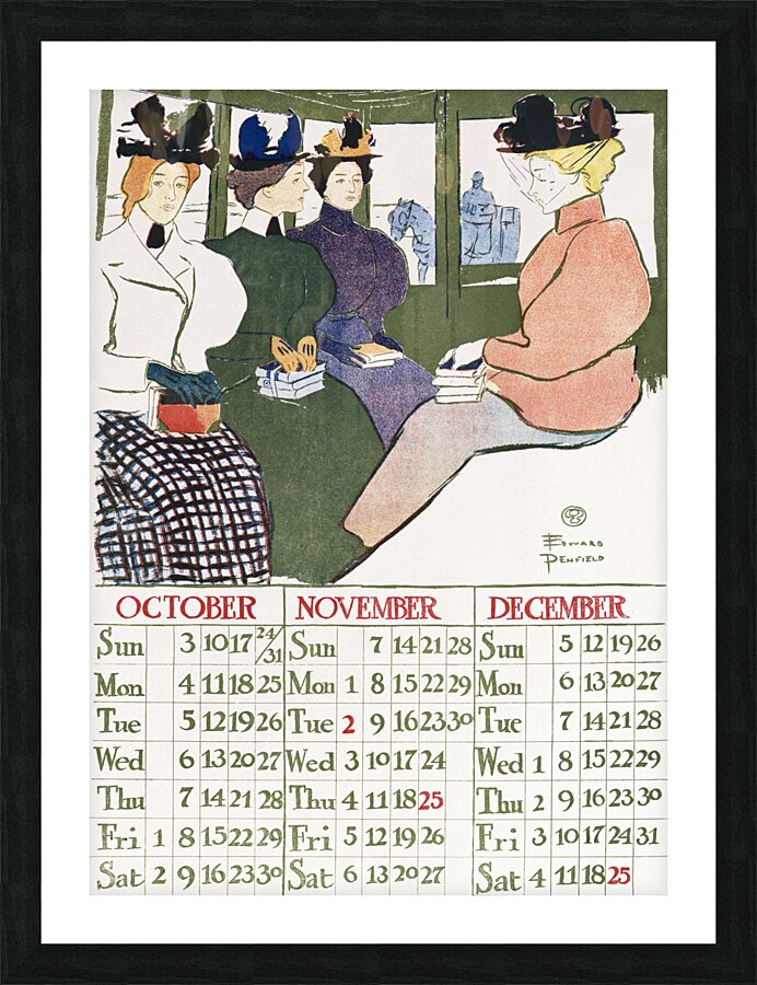 Vintage calendar 1897 by Edward Penfield Picture Frame print