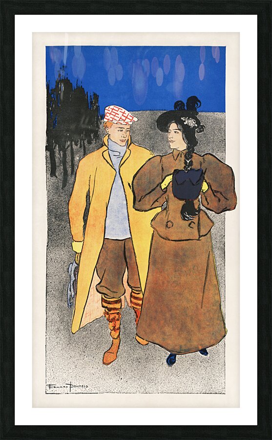 Man walking with woman 1896 by Edward Penfield Picture Frame print