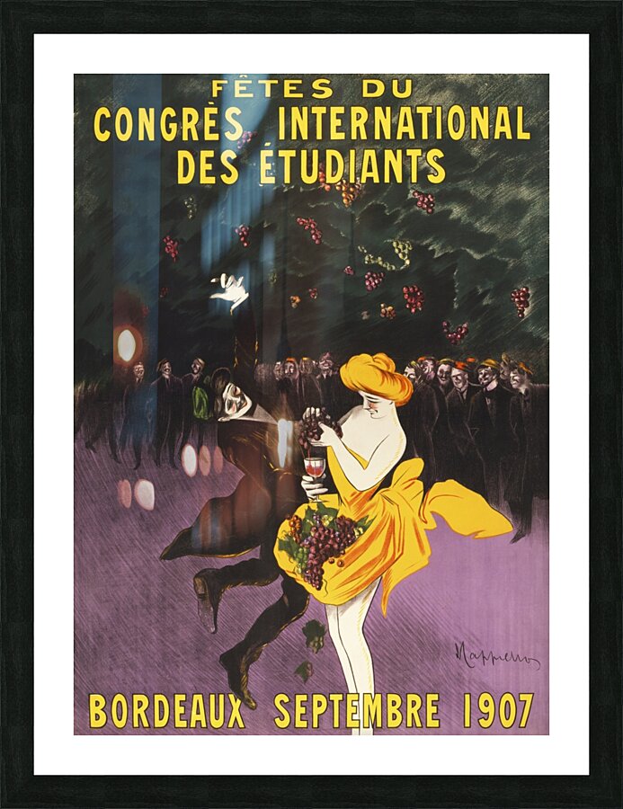 Celebrations of the international student congress Bordeaux 1907 by Leonetto Cappiello Picture Frame print