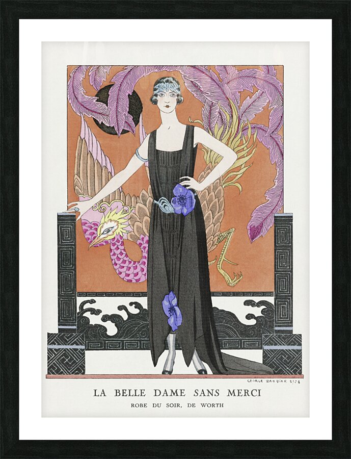 La belle dame sans merci: Robe du soir de Worth 1921 fashion illustration  by George Barbier.  Picture Frame print