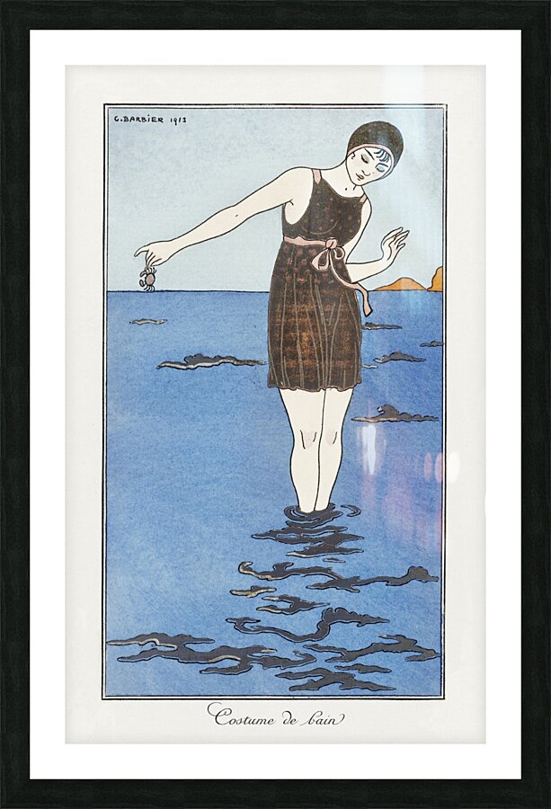 Costumes Parisiens: Grande robe du soir from Journal des Dames et des Modes 1913 fashion illustration  by George Barbier.  Picture Frame print