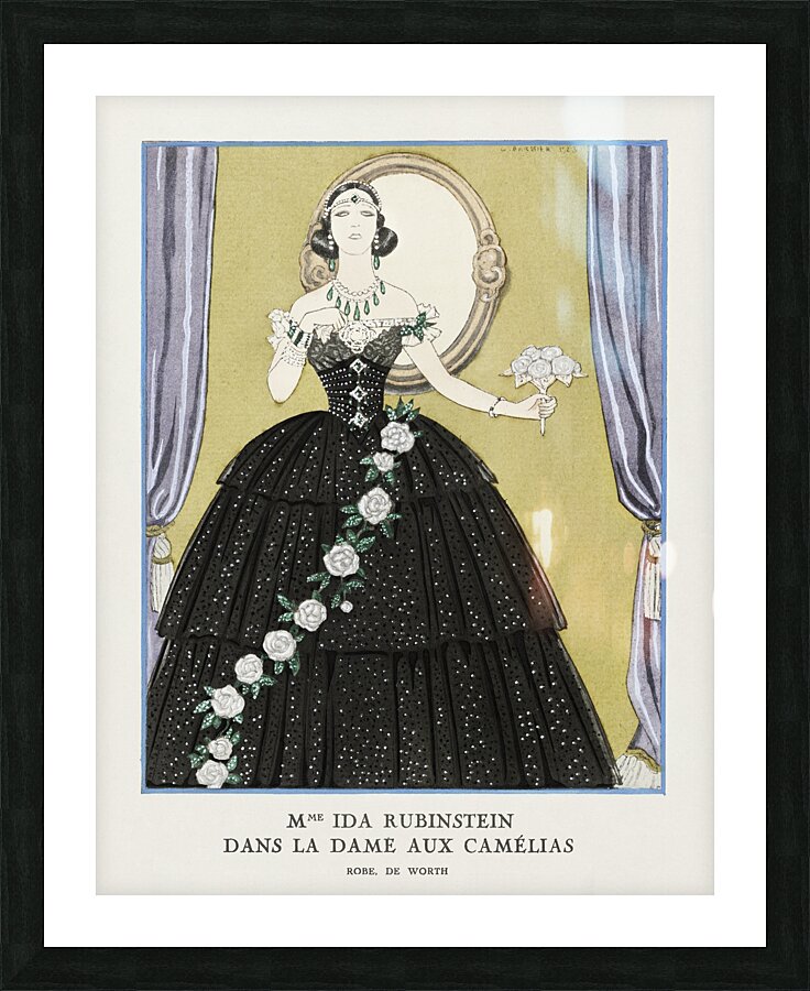 Mme Ida Rubinstein dans La Dame aux Cam&eacutelias 1923 fashion illustration  by George Barbier.  Picture Frame print