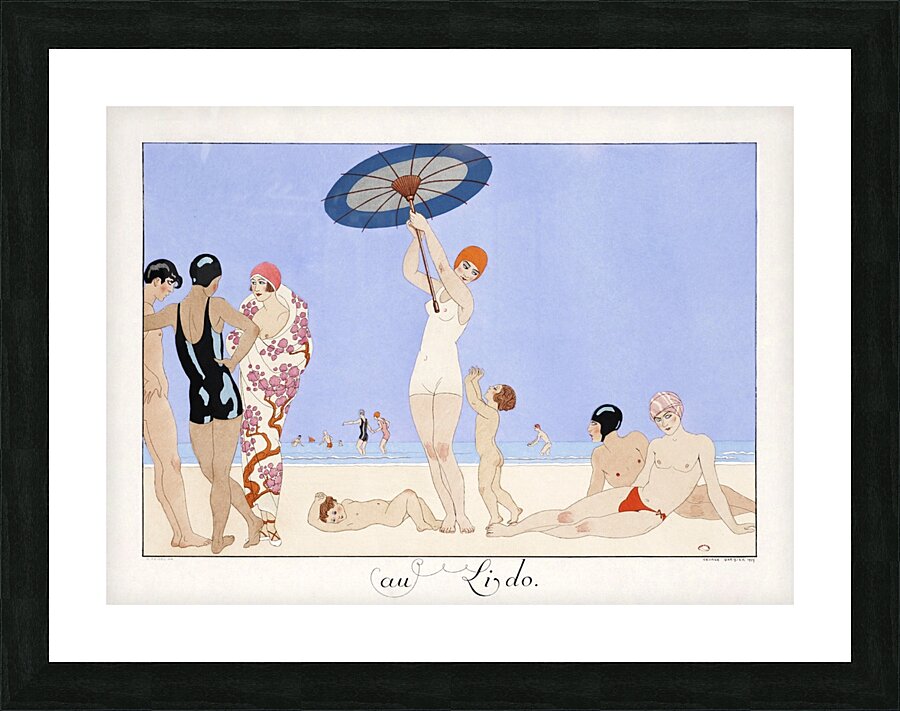 Au Lido Plate no.14 1920 fashion illustration by George Barbier. Picture Frame print