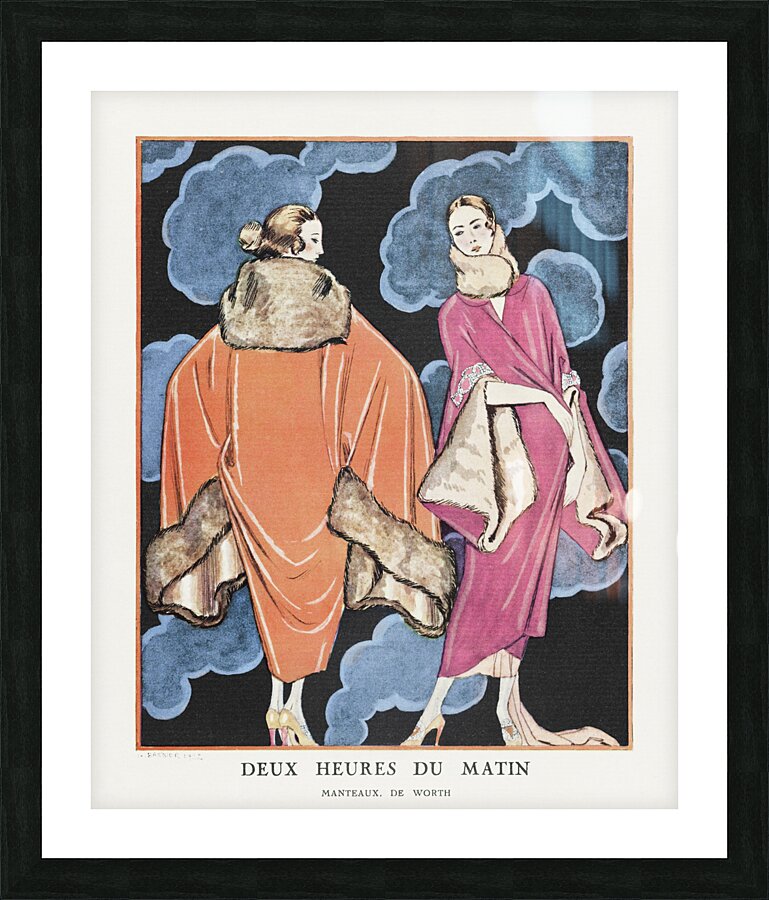 Deux heures du matin / Manteaux de Worth from Gazette du Bon Ton. Art- Modes & Frivolit&eacutes No. 2 1923 fashion illustration  by George Barbier.  Picture Frame print