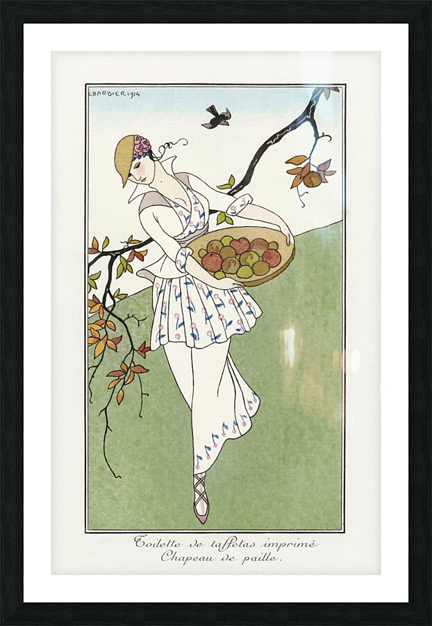 Costumes Parisiens: Toilettes de taffetas 1914 fashion illustration  by George Barbier.  Picture Frame print