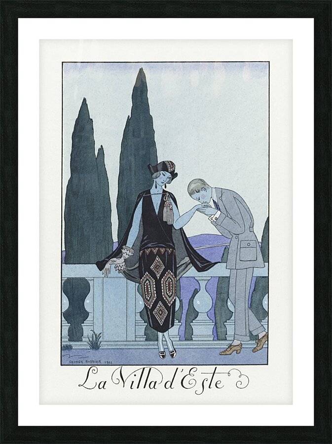 La Villa dEste: France XXe siecle 1923 fashion illustration  by George Barbier.  Picture Frame print