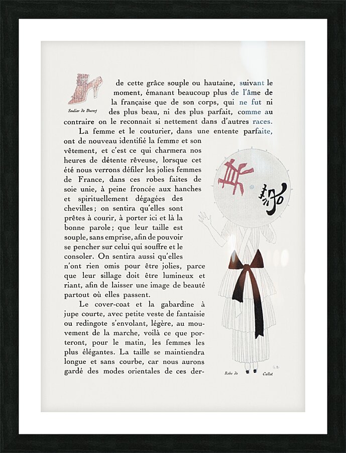 Autours Simples 1915 fashion illustration by George Barbier.  Picture Frame print