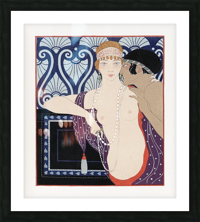 Les Trois Beautes de Mnasidika 1922 fashion illustration by George Barbier. Picture Frame print