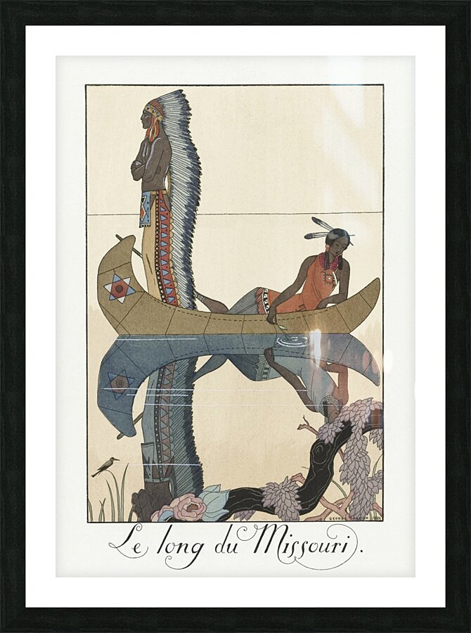 Langs de Missouri 1923 fashion illustration  by George Barbier.  Picture Frame print