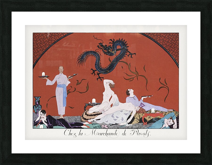 Chez la Marchande de Pavots 1920 fashion illustration  by George Barbier. Picture Frame print