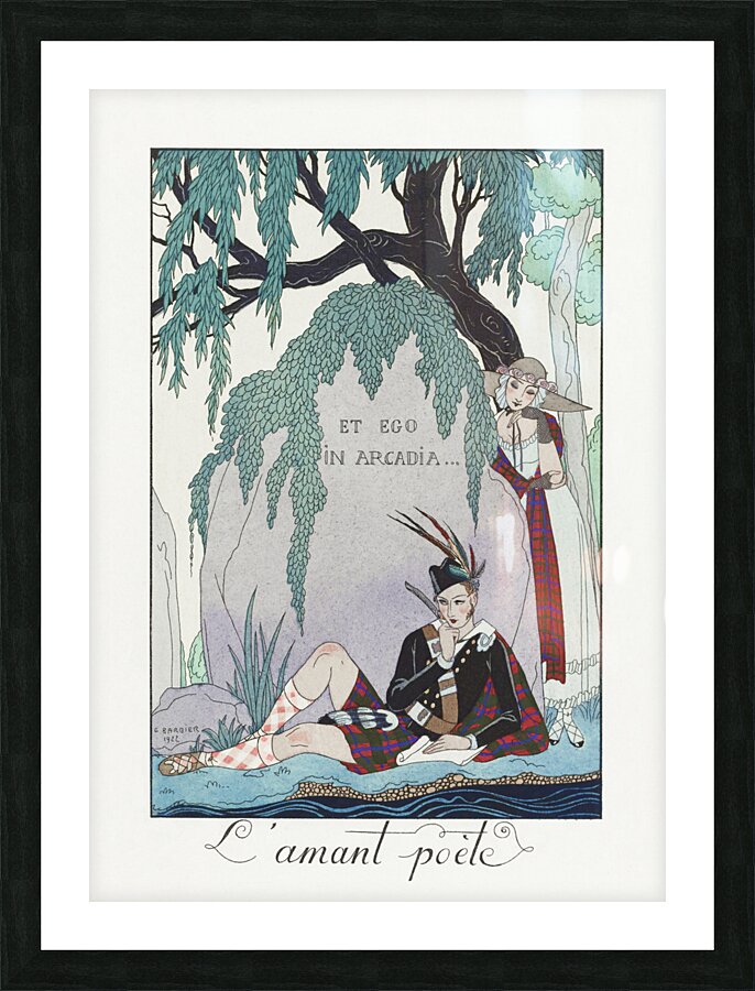 Lamant po&egravete 1923 fashion illustration  by George Barbier.  Picture Frame print