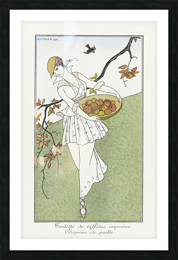 Costumes Parisiens No.179: Toilette de taffetas from Journal des Dames et des Modes 1914 fashion illustration  by George Barbier.  Picture Frame print