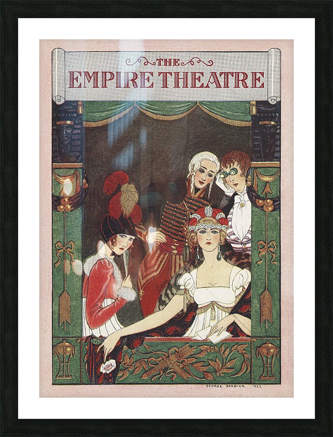 The Empire Theatre 1928 fashion illustration  by George Barbier. Picture Frame print