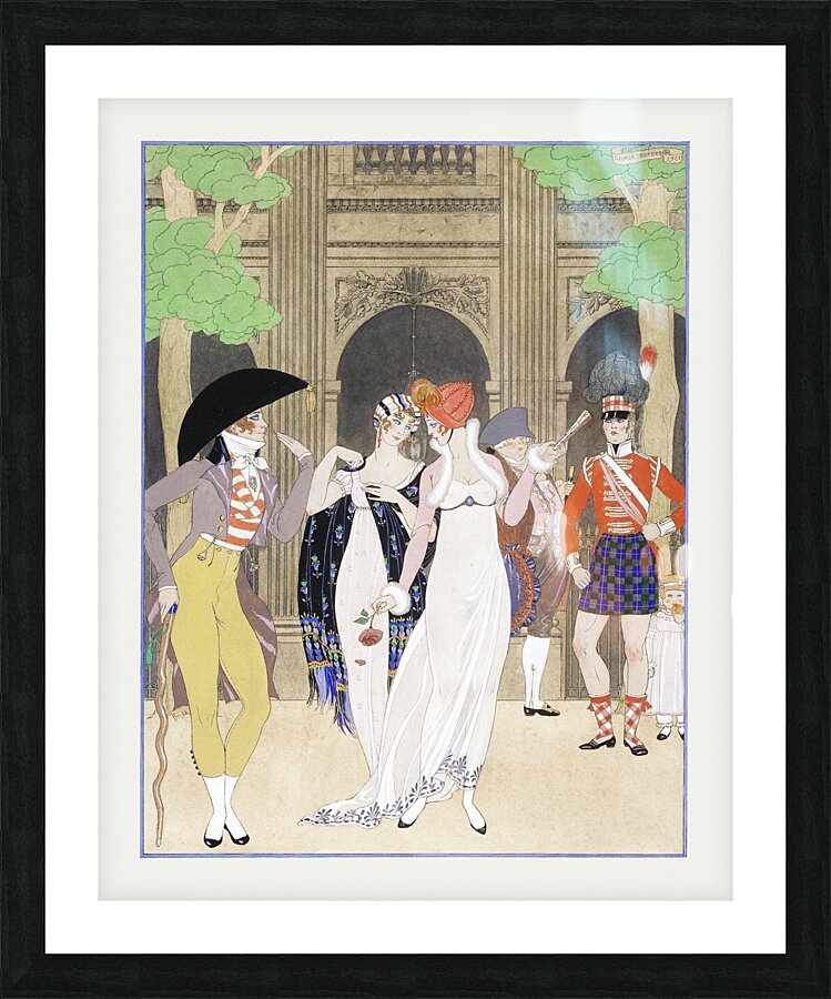 La Merveilleuse au Palais Royal 1921 fashion illustration by George Barbier. Picture Frame print