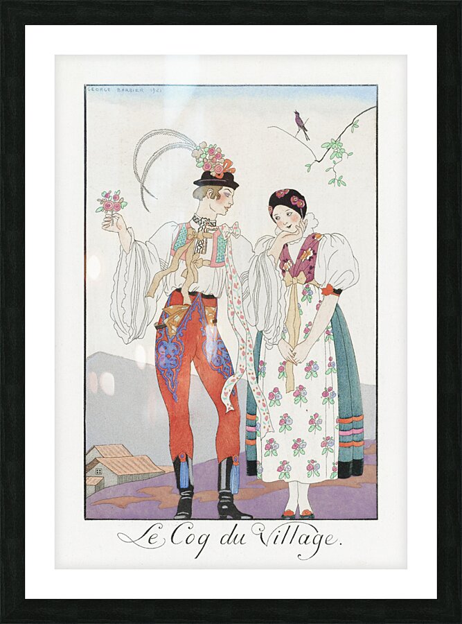 Le Coq du Village 1922 fashion illustration  by George Barbier.  Picture Frame print