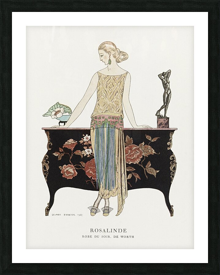Rosalinde: Robe du soir 1922 fashion illustration  by George Barbier.  Picture Frame print