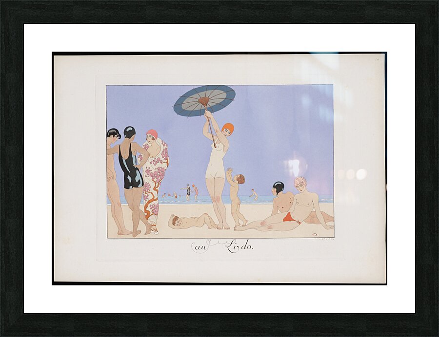 Au Lido Plate no. 14 1920 fashion illustration  by George Barbier. Picture Frame print