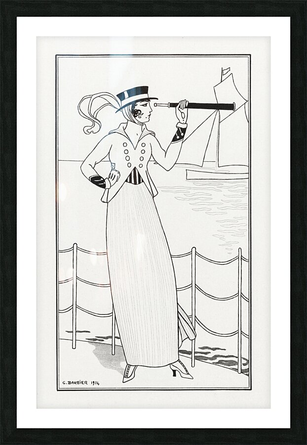 Costumes Parisiens 1914 fashion illustration  by George Barbier.  Picture Frame print