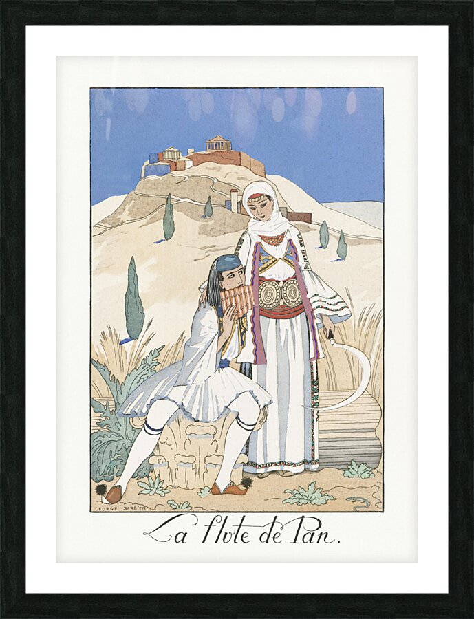 La flute de Pan 1923 fashion illustration  by George Barbier.  Picture Frame print