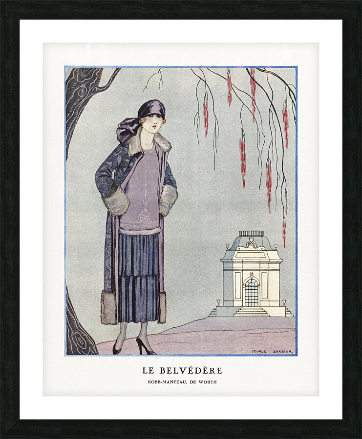 Le Belv&eacuted&egravere 1924 fashion illustration  by George Barbier.  Picture Frame print
