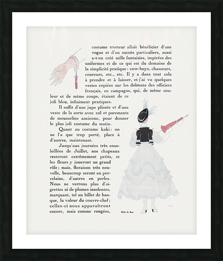 Gazette du Bon Ton 1915 fashion illustration  by George Barbier.  Picture Frame print