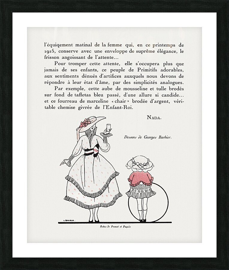 Gazette du Bon Ton 1915 fashion illustration  by George Barbier.  Picture Frame print