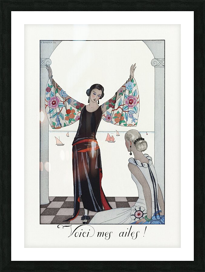 Voici mes ailes! 1923 fashion illustration  by George Barbier.  Picture Frame print