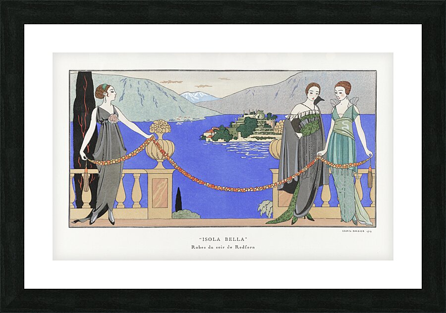 Isola Bella Robes du soir de Redfern 1914 fashion illustration  by George Barbier.  Picture Frame print