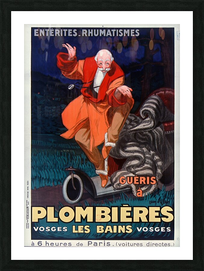 Entérites rhumatismes guéris à Plombières les Bains Vosges 1931 by Jean dYlen Poster Picture Frame print
