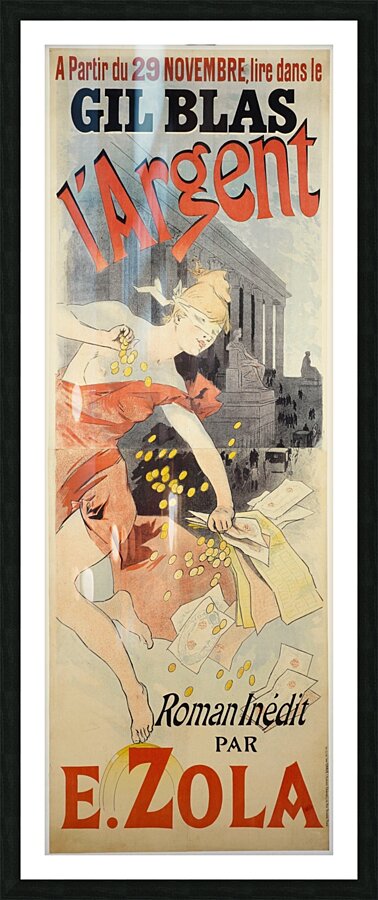 Gil Blas L’argent 1890 Poster by Jules Chéret Picture Frame print