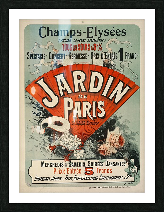 Champs-ElyséesJardin De Paris 1884 Poster by Jules Chéret Picture Frame print