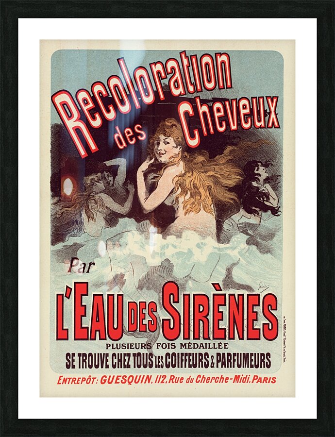 Eau De Sirènes 1900 Poster by Jules Chéret Picture Frame print