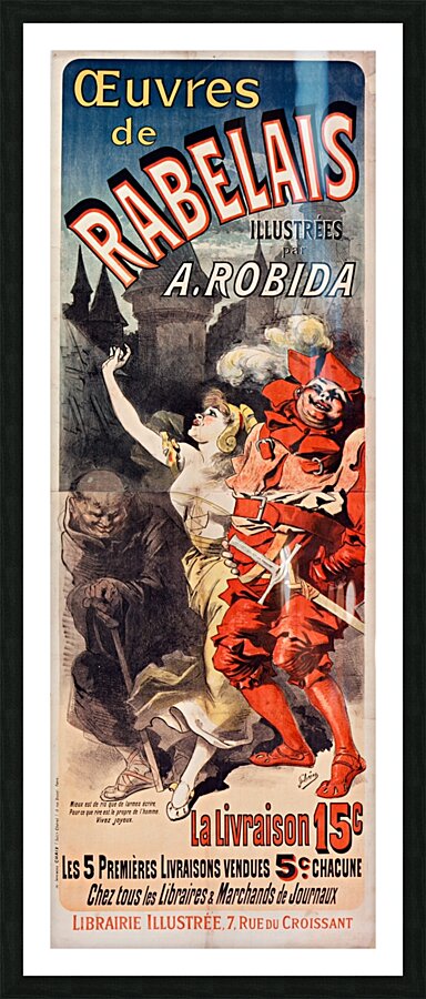 Œuvres De Rabelais 1885 Poster by Jules Chéret Picture Frame print