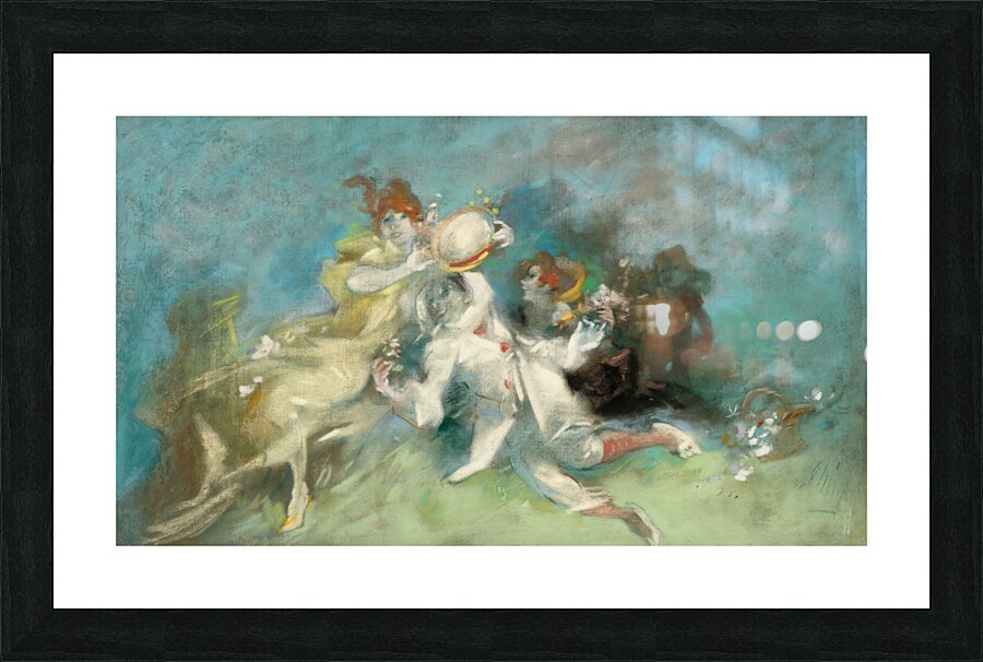 Pierrot and Columbine Figurative Poster by Jules Chéret Picture Frame print