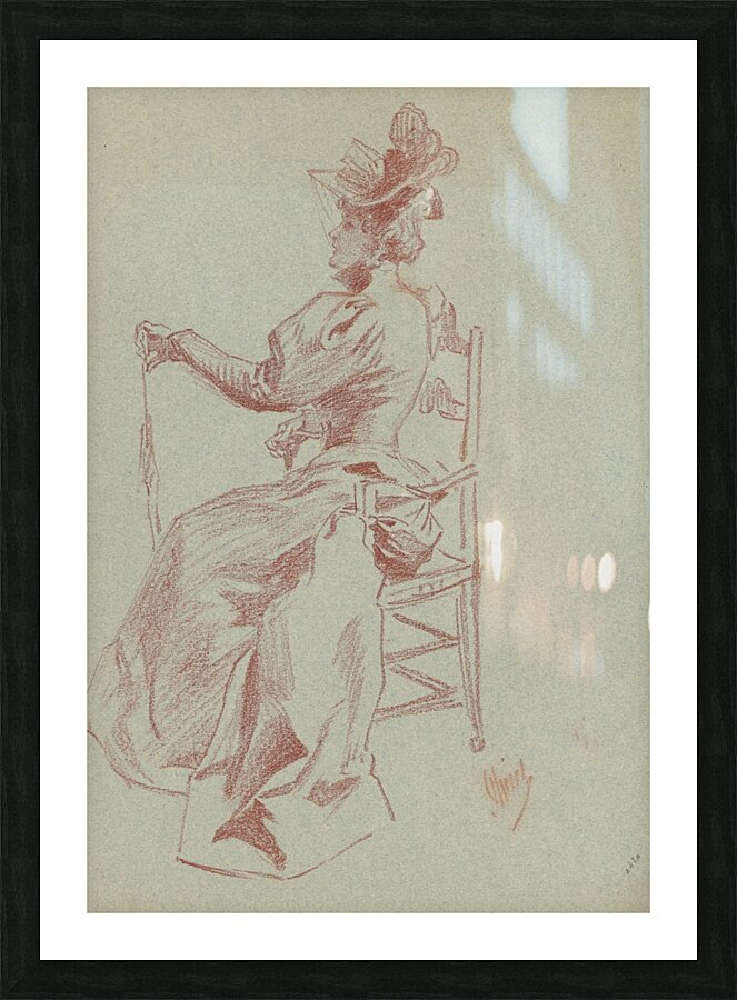 Elegant Lady Seated in a Chair c. 1900 Drawings by Jules Chéret Picture Frame print