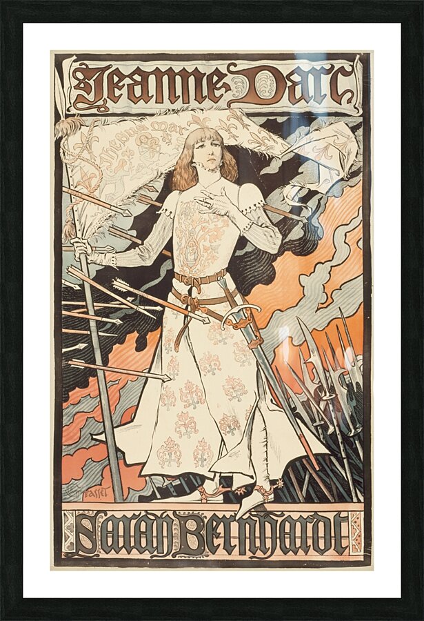 Jeanne d’Arc-Sarah Bernhardt 1889-1894 Poster by Eugène Samuel Grasset Picture Frame print