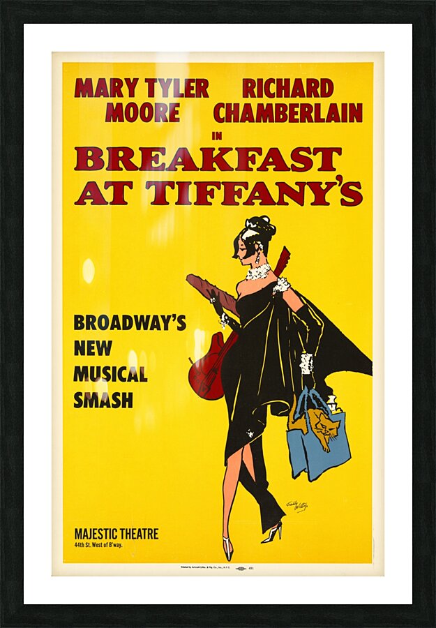 Breakfast at Tiffany’s 1966 Freddy Weltop American 20th Century  Artcraft Lithograph Poster Picture Frame print