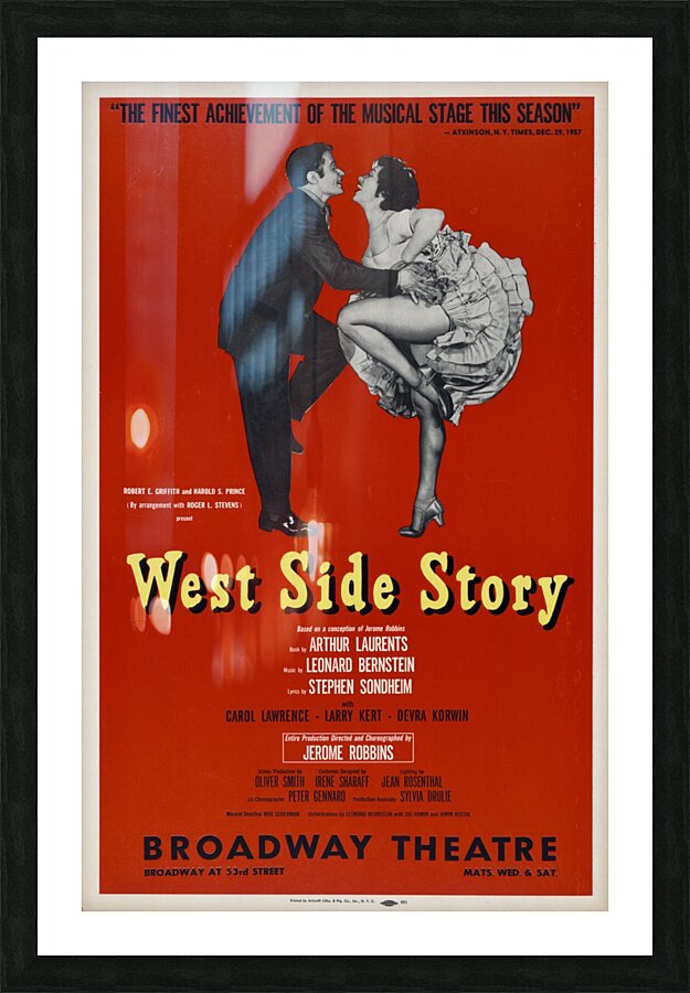 West Side Story 1968 Artcraft Lithograph Poster 1905–1970 Picture Frame print