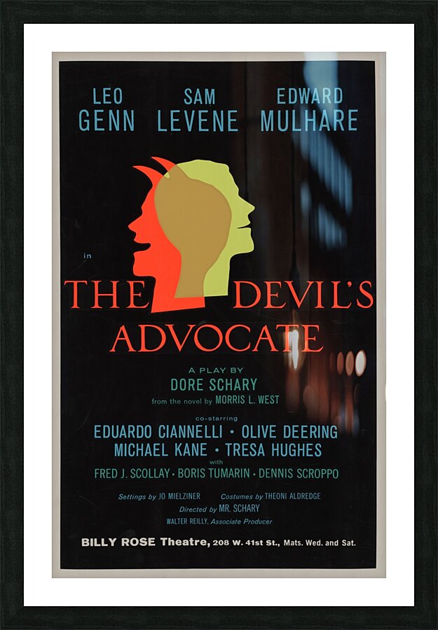 The Devil’s Advocate 1962 Artcraft Lithograph Poster 1905–1970 Picture Frame print